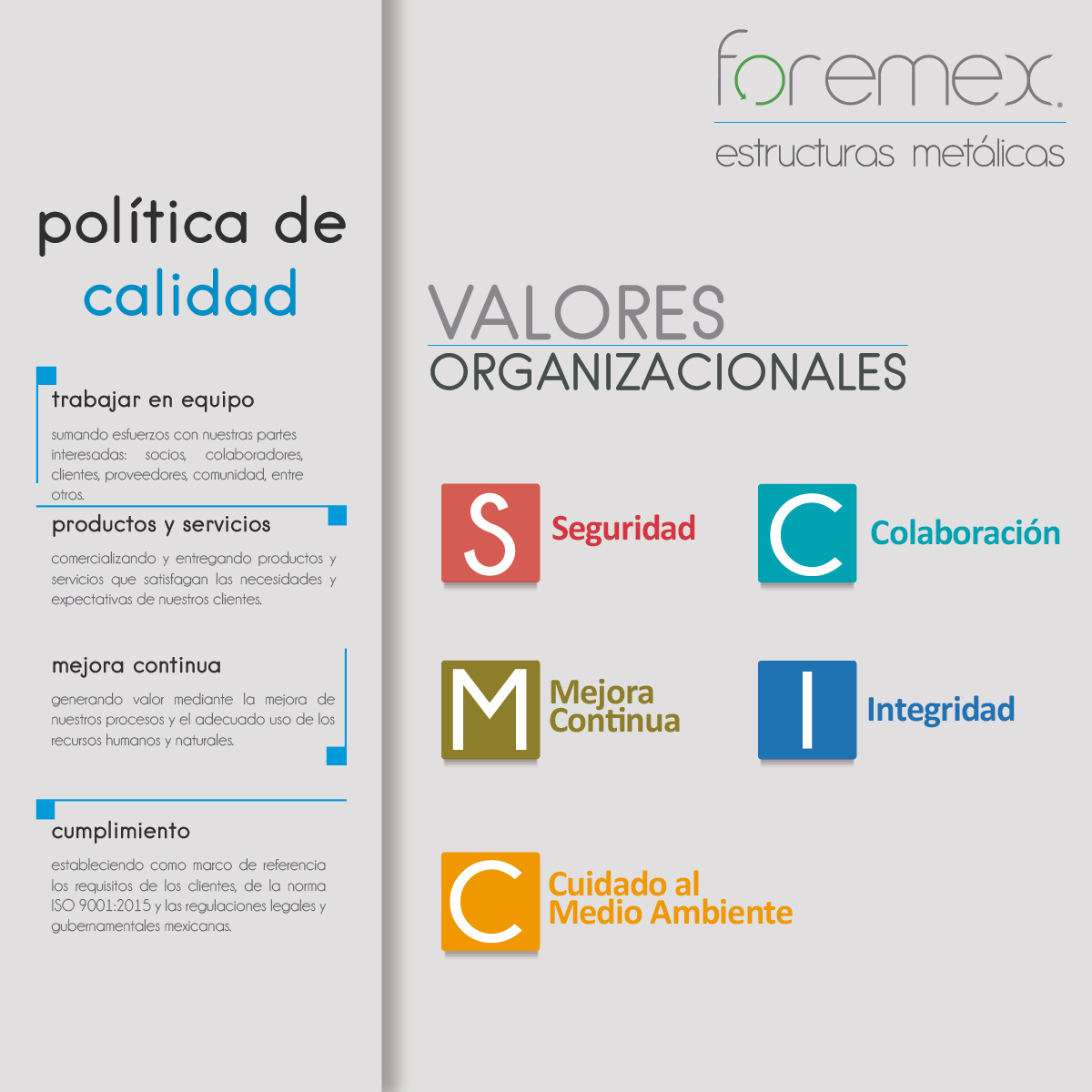 Trabajo en equipo, honestidad, optimismo, innovación, compromiso
